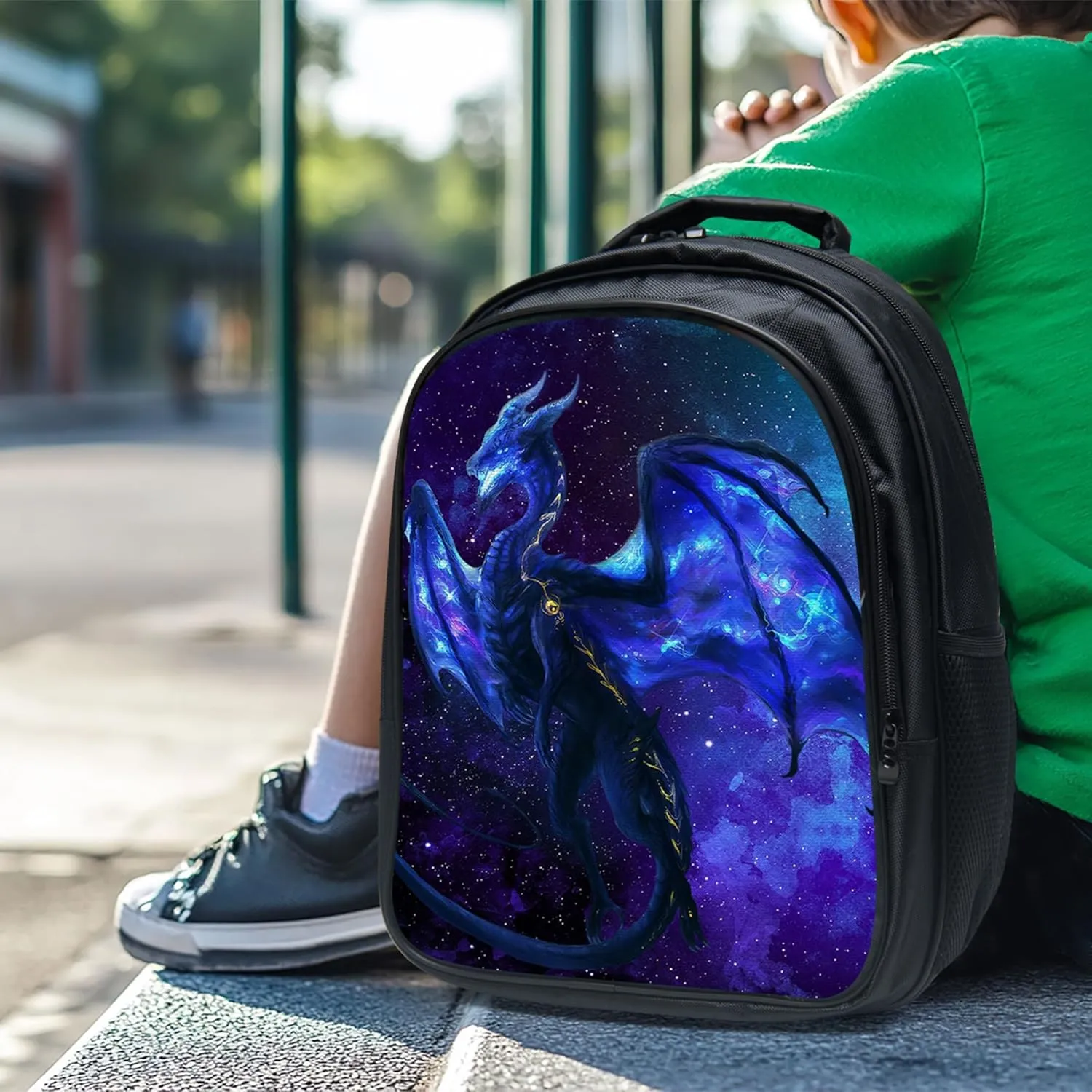 Tijuboni Kids Backpack for School Boys and Girls - 3pcs, Dragon School Backpack with Lunch Box and Pencil Case for Children Teens Bookbag 16 Inch Large Capacity