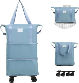 Travel Rolling Duffel Bag with Removable Wheels,Expandable Foldable Carry-On Luggage for Trip or Hospitalization