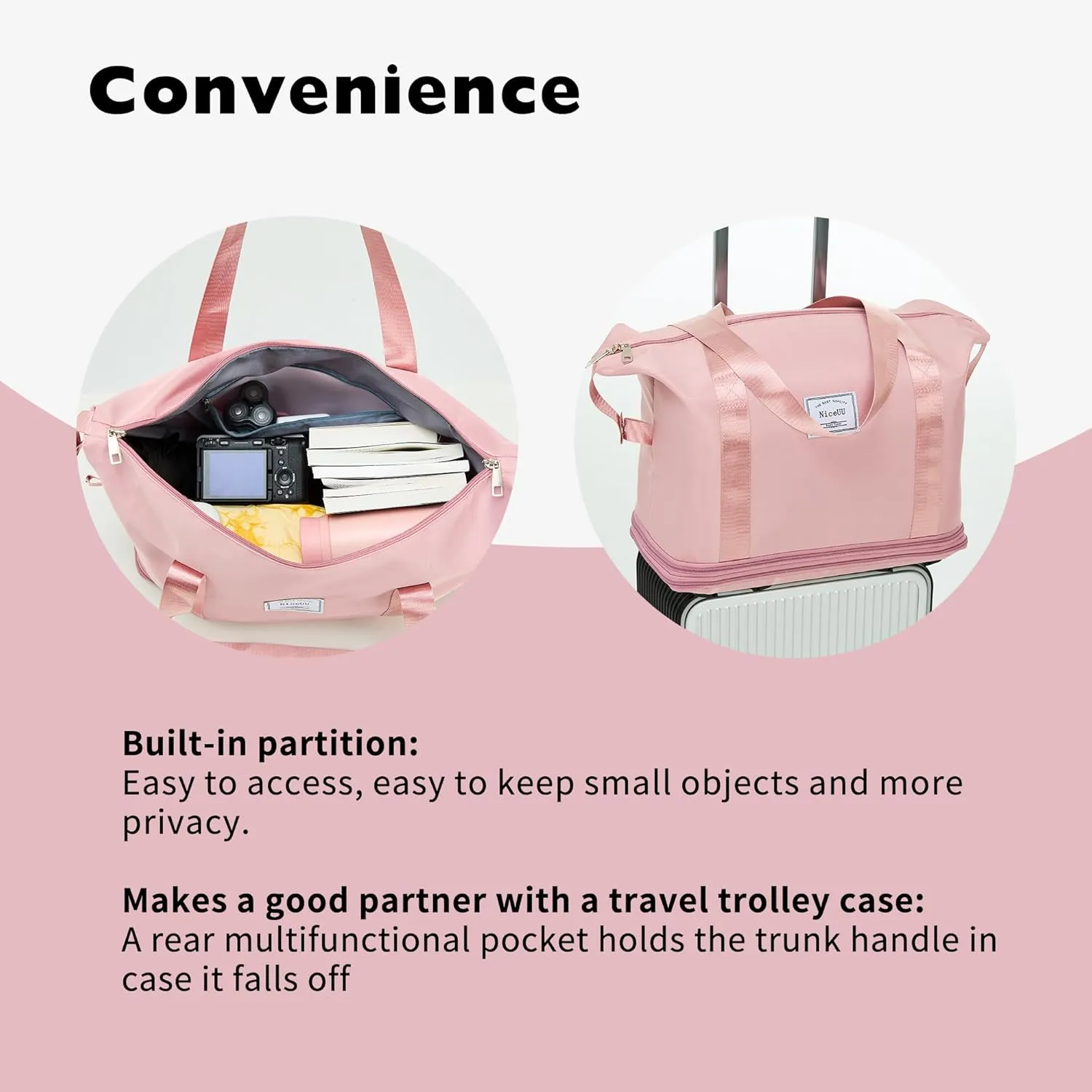 Travel Rolling Duffel Bag with Removable Wheels,Expandable Foldable Carry-On Luggage for Trip or Hospitalization