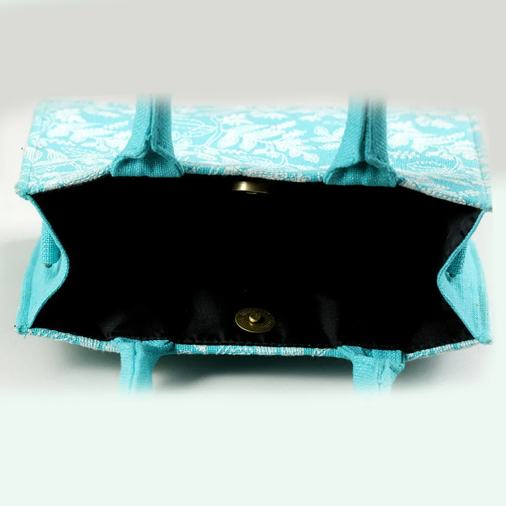 Turquoise floral small box bag