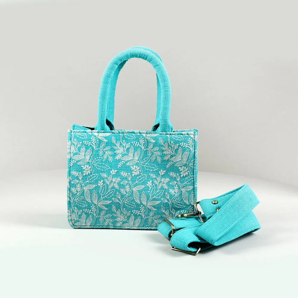 Turquoise floral small box bag