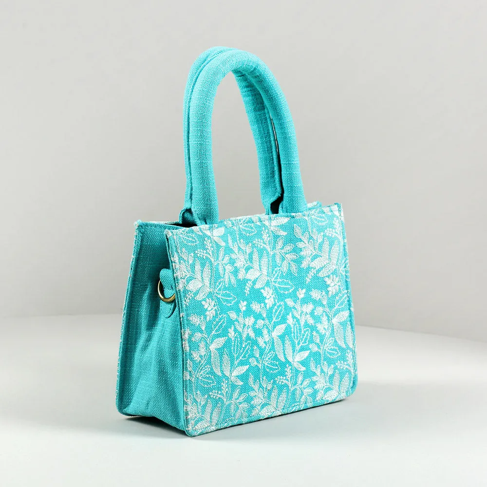 Turquoise floral small box bag