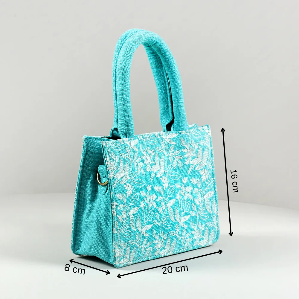 Turquoise floral small box bag