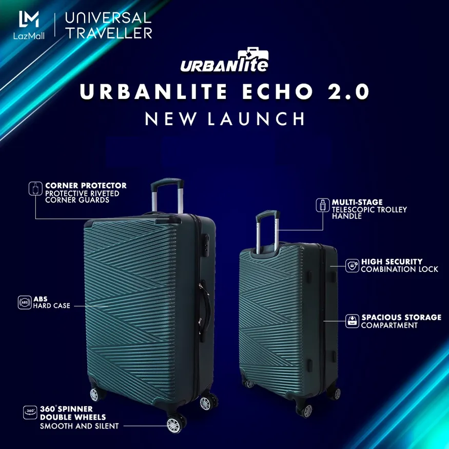 URBANlite Echo 2.0 20" 24" Bundle | 8-Wheel Spinner | Corner Guard | Hard Case Luggage