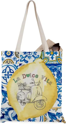 WCGXKO Italy Amalfi Coast Gift Italian Lemon Tote Bag Italy Travel Merch Italian Summer Gift Bridal Shower Merch