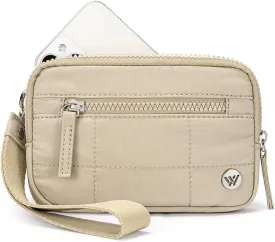 WESTBRONCO Wristlet Wallets for Women Nylon Quilted RFID Wallet with 3 Zipper Purse for Travel