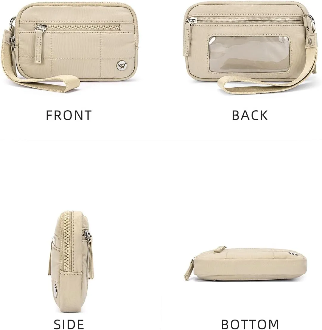 WESTBRONCO Wristlet Wallets for Women Nylon Quilted RFID Wallet with 3 Zipper Purse for Travel