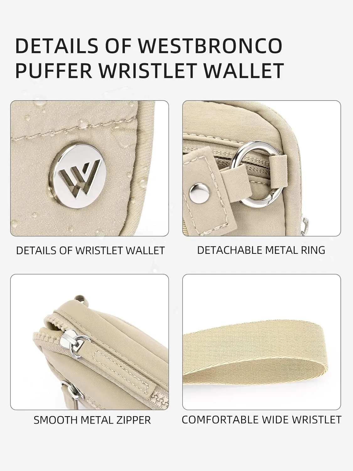 WESTBRONCO Wristlet Wallets for Women Nylon Quilted RFID Wallet with 3 Zipper Purse for Travel