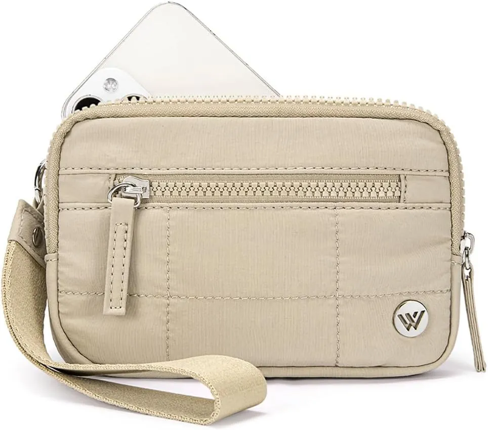 WESTBRONCO Wristlet Wallets for Women Nylon Quilted RFID Wallet with 3 Zipper Purse for Travel