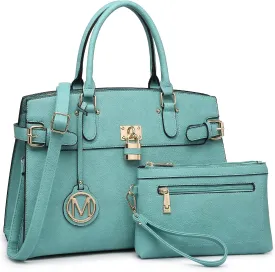 Women Handbags and Purses Fashion Satchel Tote Work Bags Top Handle Shoulder Purses with Matching Wristlet