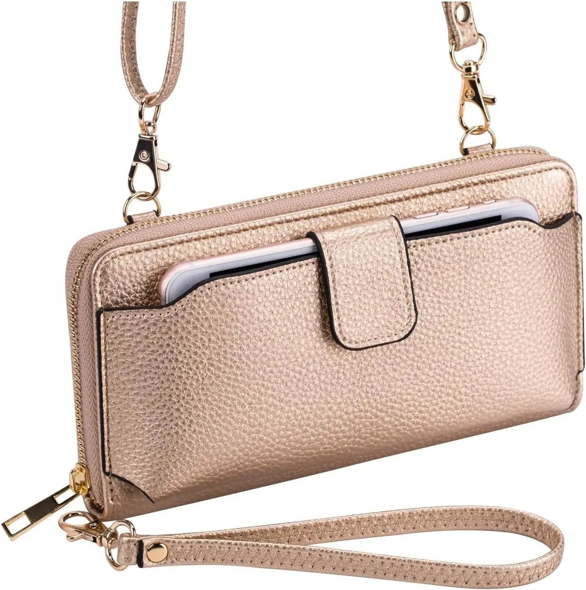Womens Wristlet Wallet Crossbody Bag Cellphone Purse Handbag RFID Card Slots 2 Strap Wrist